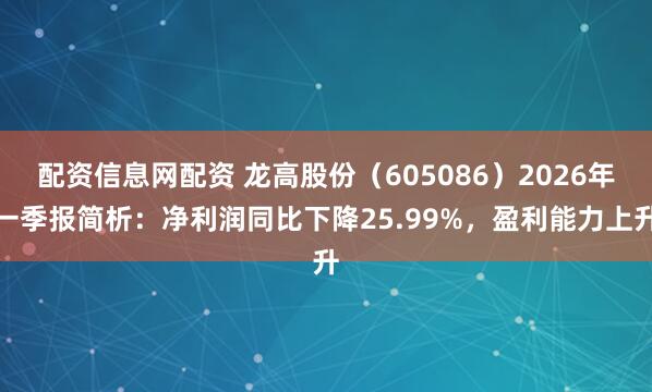 配资信息网配资 龙高股份（605086）2026年一季报简析：净利润同比下降25.99%，盈利能力上升
